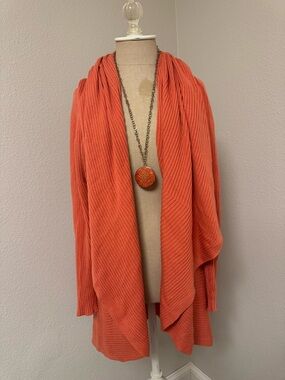 Worth Coral Ribbed Wrap Cardigan
